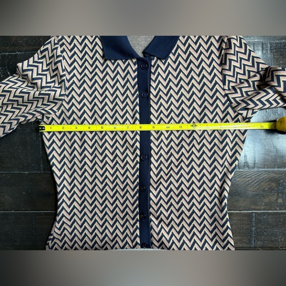 ASTR Kambrie Collared Chevron Mini Dress - Navy Pink - Size Small - Picture 10 of 13